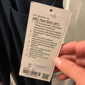 Lululemon ABC pants slim Warpstreme - 34” inseam NWT